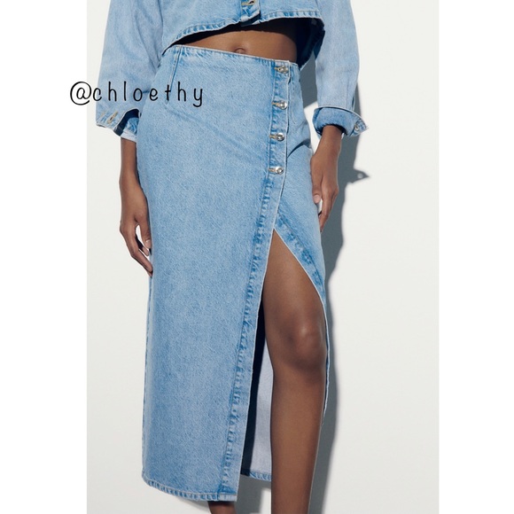 Zara DENIM CROSSOVER MIDI SKIRT